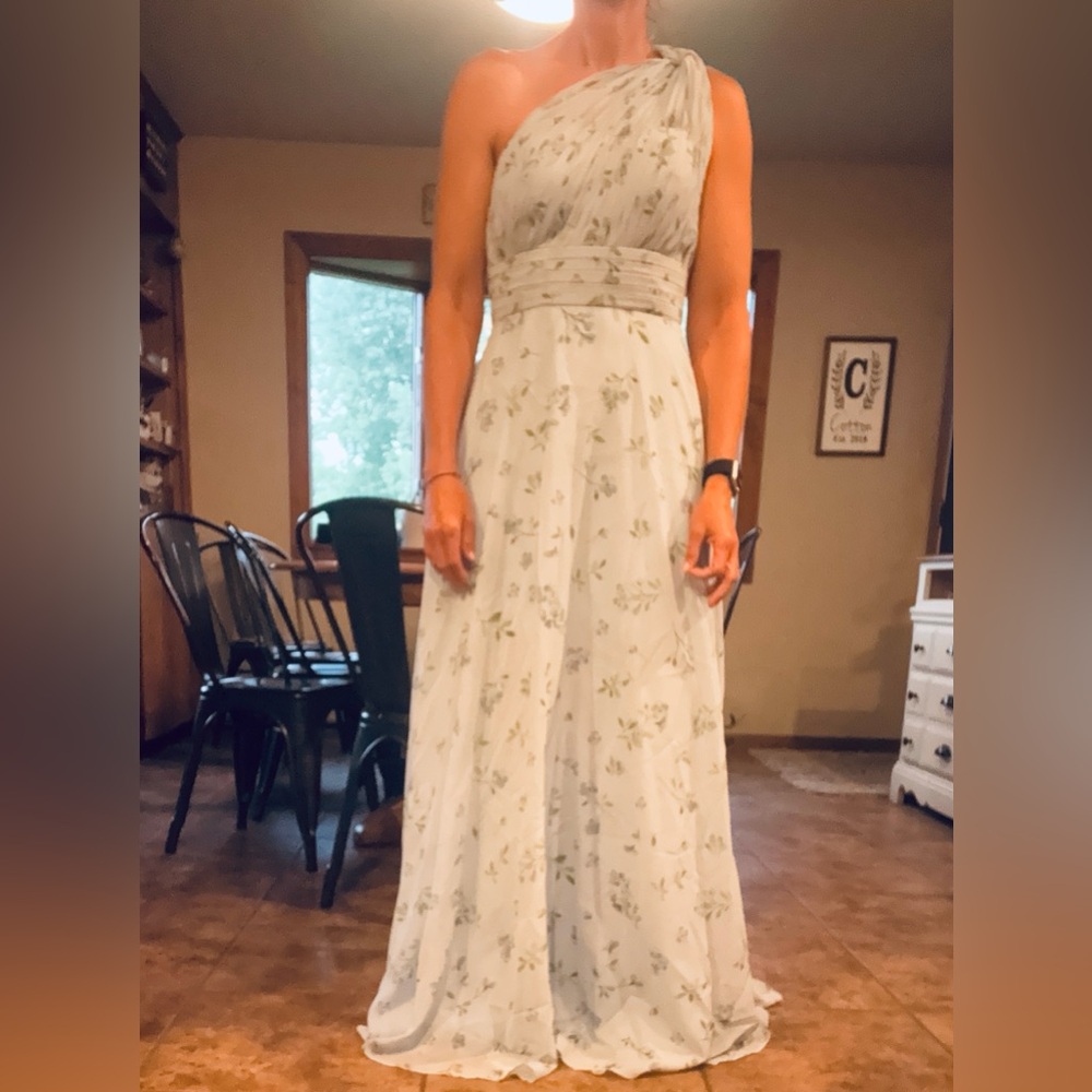 Floral blue one shoulder with pockets